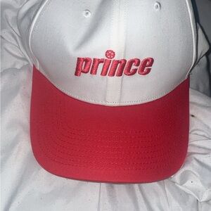 Prince Pickleball Baseball Hat Mens 0/S White Red Cotton Embroidered Adjustable